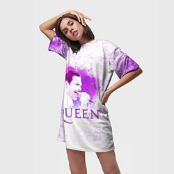 Футболка женская длинная Freddie Mercury Queen Z, цвет: 3D-принт — фото 2