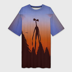 Футболка женская длинная Сиреноголовый Siren Head Лес, цвет: 3D-принт