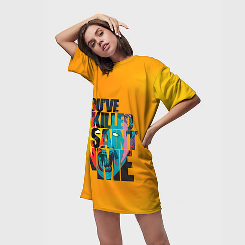 Женская длинная футболка Кори Тейлор / 3D-принт – фото 3