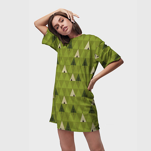 Женская длинная футболка Лес Текстура / 3D-принт – фото 3