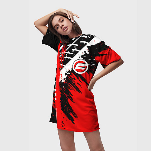 Женская длинная футболка CFmoto СФ мото RED STYLE / 3D-принт – фото 3