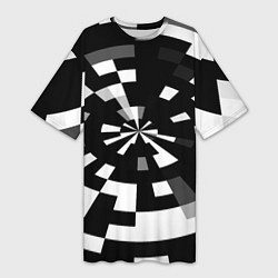 Футболка женская длинная Черно-белый фон иллюзии, цвет: 3D-принт