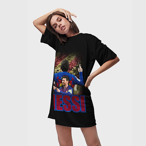 Женская длинная футболка МЕССИ MESSI / 3D-принт – фото 3