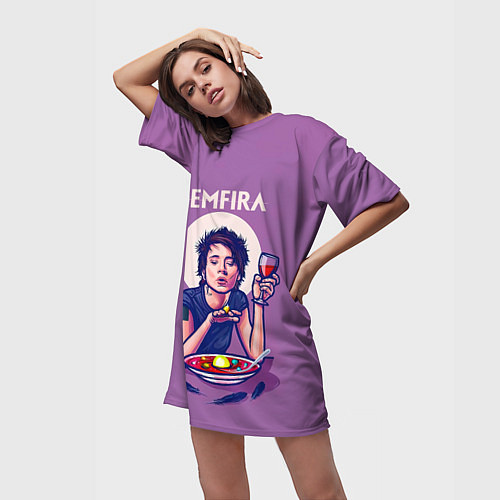 Женская длинная футболка ZEMFIRA арт ужин / 3D-принт – фото 3