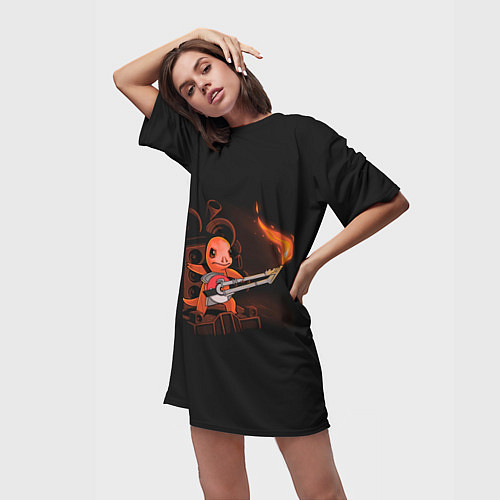 Женская длинная футболка Безумный Чермандер / 3D-принт – фото 3