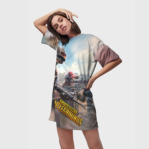 Женская длинная футболка Королевская битва ПУБГ Z / 3D-принт – фото 3