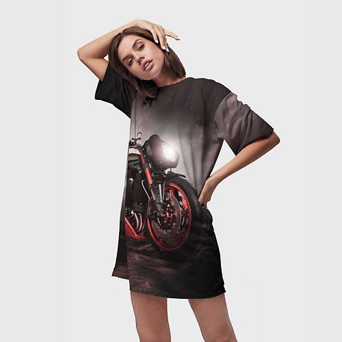 Женская длинная футболка СУПЕРБАЙК / 3D-принт – фото 3