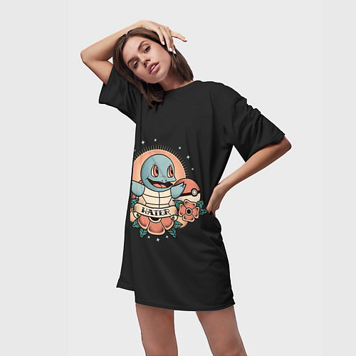 Женская длинная футболка Тату Сквиртл / 3D-принт – фото 3