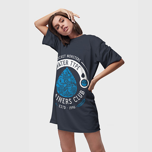 Женская длинная футболка Тренер водных покемонов / 3D-принт – фото 3