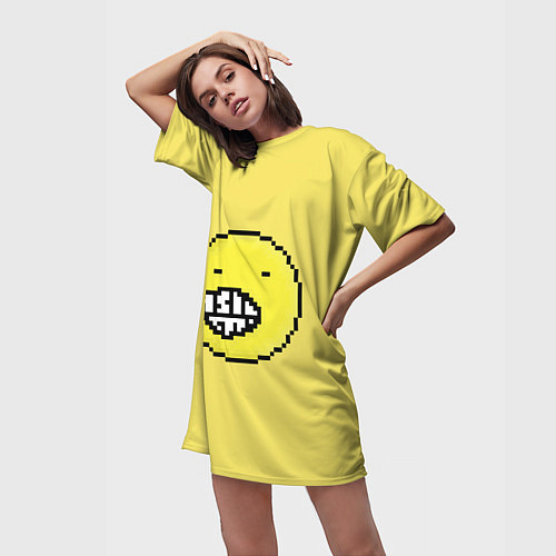 Женская длинная футболка Смешная смайл / 3D-принт – фото 3