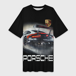 Футболка женская длинная PORSHE, цвет: 3D-принт