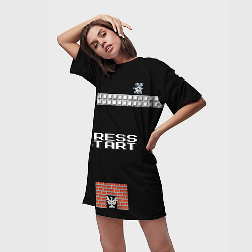 Женская длинная футболка Press start / 3D-принт – фото 3