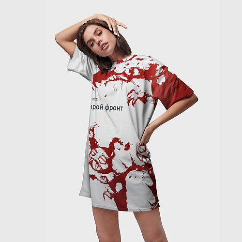 Женская длинная футболка Агата Кристи Второй фронт / 3D-принт – фото 3