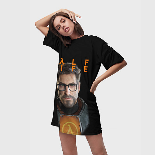 Женская длинная футболка HALF-LIFE FREEMAN ФРИМАН Z / 3D-принт – фото 3