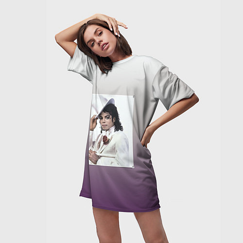 Женская длинная футболка Майкл Джексон навсегда / 3D-принт – фото 3