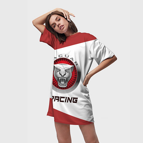 Женская длинная футболка Ягуар - Racing / 3D-принт – фото 3