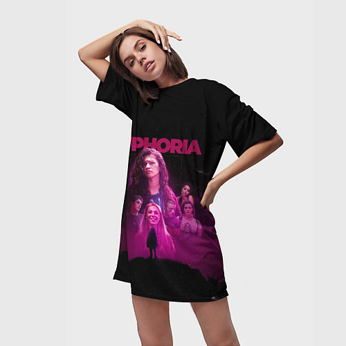 Женская длинная футболка Euphoria team / 3D-принт – фото 3