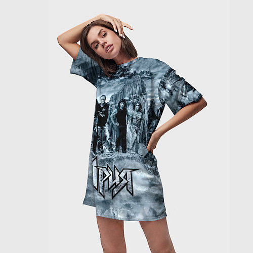 Женская длинная футболка Группа Ария / 3D-принт – фото 3