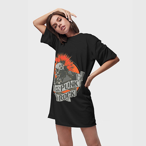 Женская длинная футболка Punk Rock / 3D-принт – фото 3