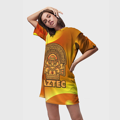 Женская длинная футболка Aztec Ацтеки / 3D-принт – фото 3