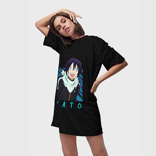 Женская длинная футболка Ято Бездомный бог / 3D-принт – фото 3