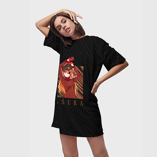 Женская длинная футболка Аска Евангелион / 3D-принт – фото 3