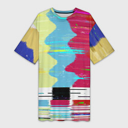 Футболка женская длинная TV glitch, цвет: 3D-принт