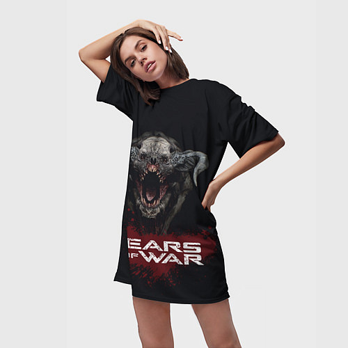 Женская длинная футболка MONSTER GEARS OF WAR Z / 3D-принт – фото 3