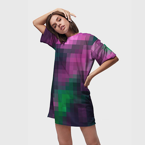 Женская длинная футболка Разноцветный геометрический уз / 3D-принт – фото 3