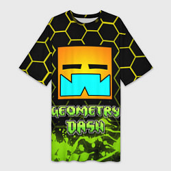 Футболка женская длинная Geometry Dash Классика, цвет: 3D-принт