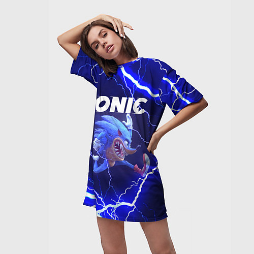 Женская длинная футболка SONIC СОНИК Z / 3D-принт – фото 3