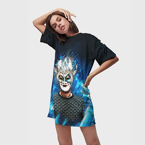 Женская длинная футболка Boris Brejcha Blue / 3D-принт – фото 3