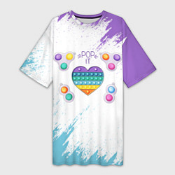 Футболка женская длинная POP IT HEART, цвет: 3D-принт