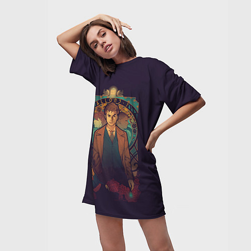 Женская длинная футболка Дэвид Теннат / 3D-принт – фото 3