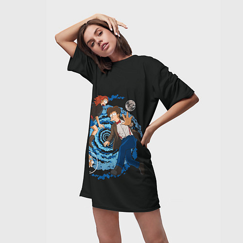 Женская длинная футболка Докторама / 3D-принт – фото 3