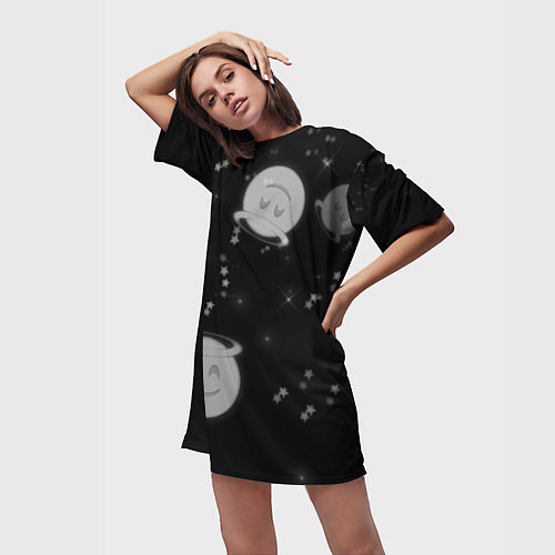 Женская длинная футболка Смайл / 3D-принт – фото 3