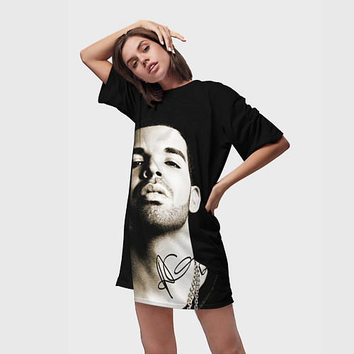 Женская длинная футболка Дрейк / 3D-принт – фото 3