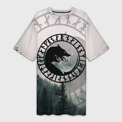 Футболка женская длинная FENRIR РУНЫ RUNES Z, цвет: 3D-принт