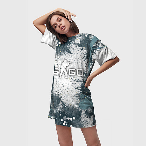 Женская длинная футболка CS GO - Контра / 3D-принт – фото 3