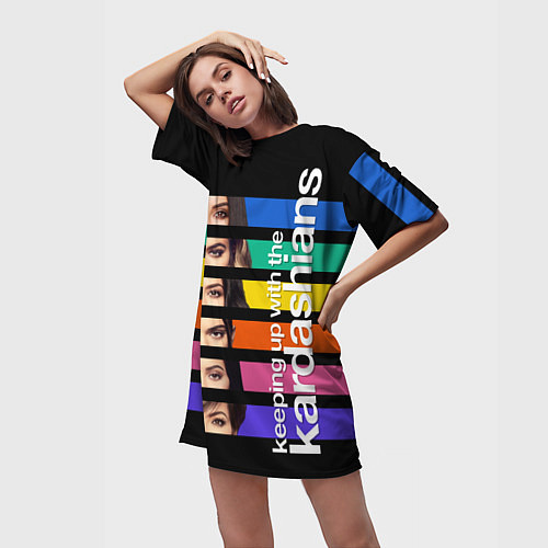 Женская длинная футболка Семейство Кардашьян / 3D-принт – фото 3