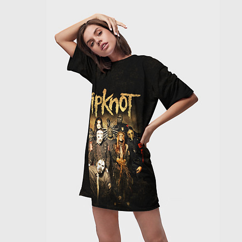 Женская длинная футболка Slipknot / 3D-принт – фото 3