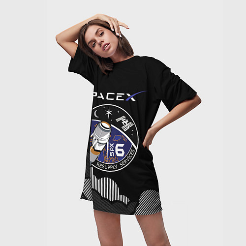 Женская длинная футболка Space X / 3D-принт – фото 3