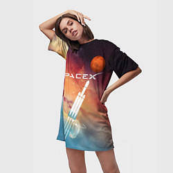Футболка женская длинная Space X, цвет: 3D-принт — фото 2