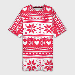 Футболка женская длинная Новогодний уют, цвет: 3D-принт