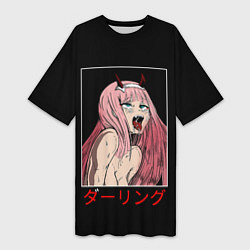 Футболка женская длинная Зеро ту ahegao франкс, цвет: 3D-принт