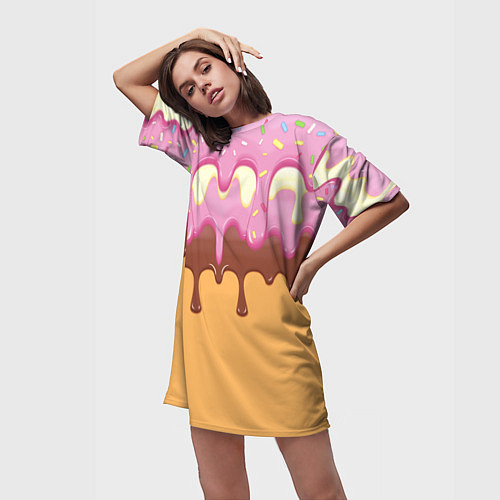 Женская длинная футболка Мороженое Ice Scream Z / 3D-принт – фото 3