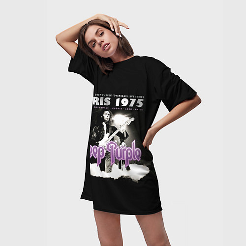 Женская длинная футболка Deep Purple - Paris 1975 / 3D-принт – фото 3