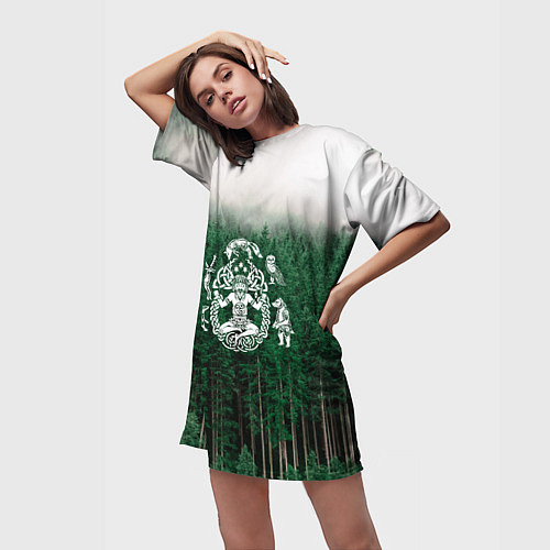 Женская длинная футболка ВАНАХЕЙМ РУНЫ RUNES Z / 3D-принт – фото 3
