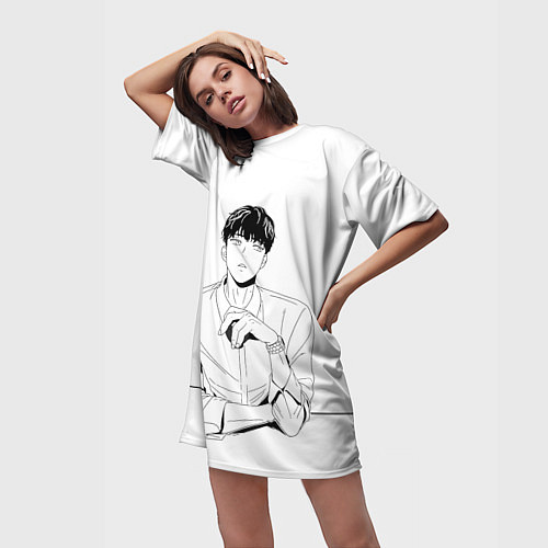 Женская длинная футболка Ан Джи Вон с чашкой / 3D-принт – фото 3