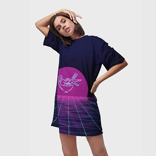 Женская длинная футболка Neon / 3D-принт – фото 3